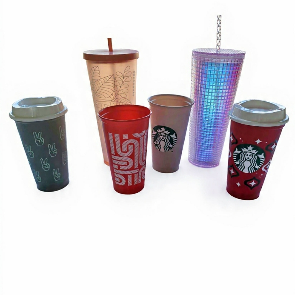 6 Starbucks Collection Of Hot Cups And Cold Cups On The Go Refills Utility